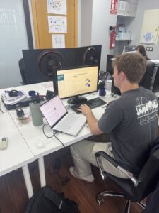 Curtis at work designing 3D projects at Cubicoff in Sevilla, Spain